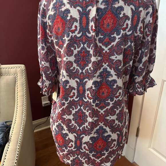Lucky Brand Ikat Scroll design top shirt blouse size Large L New with tag - Picture 3 of 9